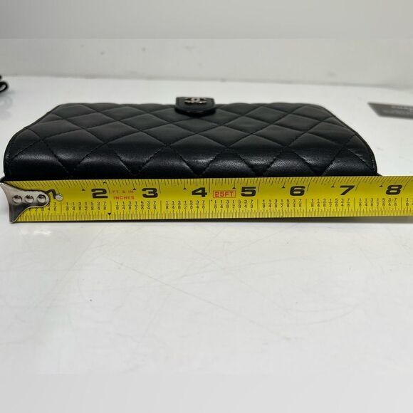 CHANEL Matelasse Timeless Classics Bifold Long Wallet Lamb Skin Black Authentic - Picture 12 of 13